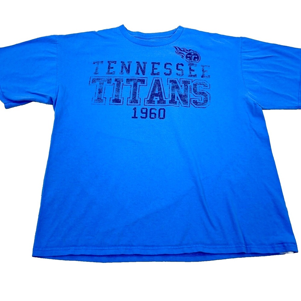Tennessee Titans Shirt Men XL Blue Tee Spell Out Cotton NFL Football Team Adult